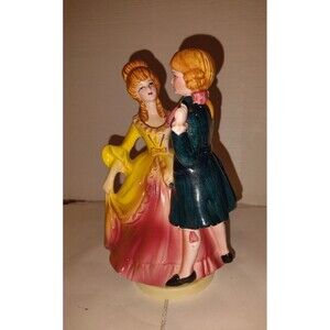 Vintage Porcelain/Ceramic Victorian Couple Figurine Music Box